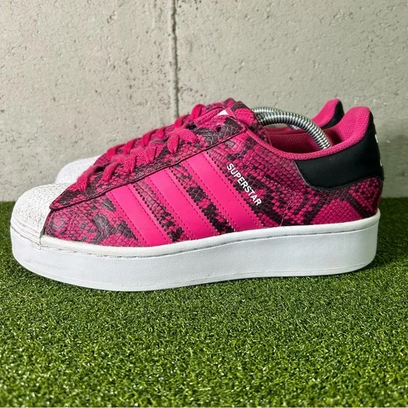 Adidas Superstar Bold Magenta Pink Snakeskin Platform FW3696 Shoes Women’s 7 - Picture 3 of 9